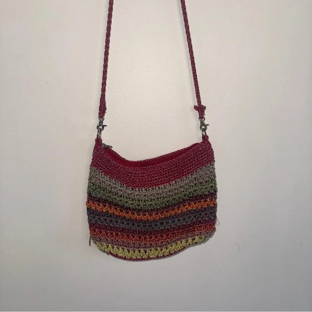 The Sak Rainsbow Colorful Striped Knit Crossbody Bag
